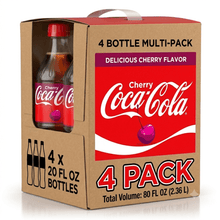 (4 Pack) Coca-Cola Cherry Soda Pop, 20 fl oz Bottles