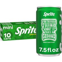 Sprite Lemon-Lime Soda Soft Drink Mini Cans, 7.5 fl oz, 10 Pack | Caffeine-free soda pop with natural flavors