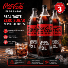 PACK OF 3 Coca-Cola Zero Sugar Soda Pop Bottle, 2 Liters
