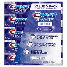 Crest 3D White Ultra Whitening Toothpaste, Vivid Mint (5.2 oz., 5 pk.) — Complimentary Gift with $33+ Orders; If the Gift Is Out of Stock or Its Price Rises, Order Cancelled with Full Refund Before Shipment