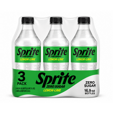 3 Pack Sprite Zero Sugar Lemon-Lime Caffeine Free Soda Pop Bottles, 16.9 fl oz.