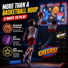 Kids Indoor Basketball Hoop with 7-Color LED Drawing Backboard & Scoring — Complimentary Gift with $101+ Orders; If the Gift Is Out of Stock or Its Price Rises, Order Cancelled with Full Refund Before Shipment