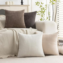 Set of 4 Soft Textured Throw Pillow Covers 18x18 Inch Neutral Farmhouse — Complimentary Gift with $52+ Orders; If the Gift Is Out of Stock or Its Price Rises, Order Cancelled with Full Refund Before Shipment