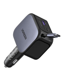 UGREEN 145W 4-Port Retractable Car Charger with 60W Retractable Cable — Complimentary Gift with $83+ Orders; If the Gift Is Out of Stock or Its Price Rises, Order Cancelled with Full Refund Before Shipment
