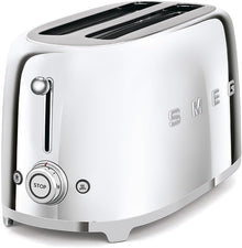 Smeg TSF02 4-Slice Long Slot Toaster, Retro Stainless Steel, 6 Browning Levels — Complimentary Gift with $412+ Orders; If the Gift Is Out of Stock or Its Price Rises, Order Cancelled with Full Refund Before Shipment