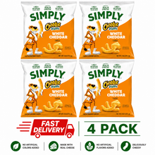 4 PACK Simply White Cheddar Cheese Flavored Cheetos Puffs Snacks, 6 oz