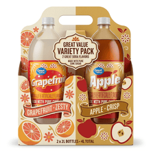 Great Value Grapefruit & Apple Soda Variety Pack, Made with Pure Cane Sugar, 2 Family Size Bottles, Total 8.46 lb