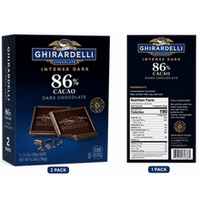 Ghirardelli Intense Dark 86% Cacao Dark Chocolate Bars – 2 Pack.