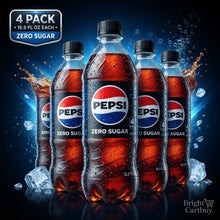 Pepsi Zero Sugar Cola Soda, 16.9 fl oz Bottles, 4 Pack