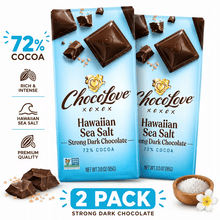 2 Pack Hawaiian Sea Salt Dark Chocolate Bars, 72% Cocoa, Rich Premium Dark Chocolate, Sweet & Salty Chocolate Snack, 3 oz Each.
