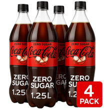 4 pack Coca-Cola Zero Sugar Soda, 1.25L Bottles, Sugar-Free Soft Drink | Zero Calorie Refreshing Cola