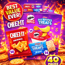Kellogg’s Classic Snack Mix Variety Pack 40 Count – Assorted Sweet & Savory Snacks, Individual Packs, Bulk Snack Box, Lunch Snacks, Kids & Family Variety Treats