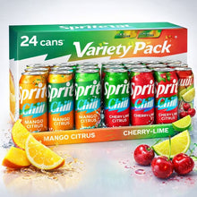 Premium Tropical Mango & Cherry Lime Citrus Soda Variety Pack, Sparkling Caffeine Free Soft Drink Fridge Cans, Refreshing Carbonated Beverage Collection for Parties & Family Gatherings 24 Pack