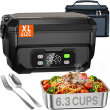 Portable Lunch Box with Digital Display, 22000Mah Rechargeable Heated Lunch Box with Stainless Steel Liner & Thermal Insulation, Usable As Phone Power Bank, 52.8Oz Lunch Bag, Food Warmer for Camping, Car, Work, School, Men & Women