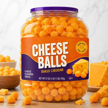 Cheese Ball Crunchy Cheese-Flavored Snack Puffs, Light and Crispy Bite-Sized Snacks, Resealable Barrel Container, 27oz