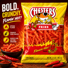 Chester’s Fries Flamin’ Hot Flavored Corn Snacks 3.125 oz Bag – Spicy Crunchy Snack Chips On-the-Go