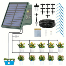 1.1W Solar Drip Irrigation System & Garden Automatic Watering System (1500 Mah, With 393.7inch Hose), Can Water 10 Potted Plants At The Same Time, Watering Interval, Anti-Siphon, Suitable For Gardens, Greenhouses, Courtyards, Lawns
