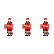 Pack of 3 Coca-Cola Original Taste Soda Pop Bottles, 20 fl oz Each, Classic Carbonated Soft Drink, Refreshing Cola Beverage