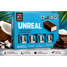 Dark Chocolate Coconut Bars, 1 Pack of 4 Individually Wrapped Bars, Rich Chocolate Coated Coconut Snack Bars, Convenient Single-Serve Treats for Home, Office, Travel & Everyday Enjoyment