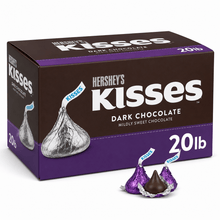 20 lb Dark Mildly Sweet Chocolate Candy Kisses, Individually Wrapped Full Size Chocolates, Bulk Party Candy for Holidays, Candy Buffets, Baking, Desserts, Gifts & Events