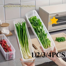 1/2/3/4pcs Long Plastic Fresh-Keeping Storage Containers for Vegetables – Refrigerator Organizer Bins for Cilantro, Green Onions, Mint, And More – Durable Sealable Kitchen Organization Boxes Without Battery