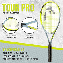 HEAD Tour Pro Tennis Racket, 4 3/8" Grip — Complimentary Gift with $76+ Orders; If the Gift Is Out of Stock or Its Price Rises, Order Cancelled with Full Refund Before Shipment