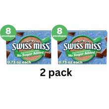 Swiss Miss No Sugar Added Milk Chocolate Hot Cocoa Mix, 0.73 oz Envelopes, 8-Count (Pack of 2), Reduced Sugar Hot Chocolate
