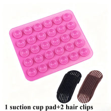 1pc of Powder/black Silicone Suction Cup Pad, Whole Piece Anti Slip Pad,, Moisture Resistant, Washable, Reusable, Suitable for Car Accessories, Mobile Phones, Tablets, Back Anti Slip Accessories+2 Hair Clips