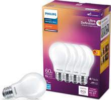 Philips 60W A19 LED Bulbs, 2700K, Dimmable, 4-Pack — Complimentary Gift with $56+ Orders; If the Gift Is Out of Stock or Its Price Rises, Order Cancelled with Full Refund Before Shipment