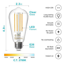 TJOY LED Edison Light Bulbs, E26 Dimmable Vintage Bulb, 8W = 60W Equivalent — Complimentary Gift with $56+ Orders; If the Gift Is Out of Stock or Its Price Rises, Order Cancelled with Full Refund Before Shipment