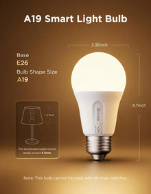 Govee LED Smart Light Bulbs, 1000LM RGBWW A19 75W E26 Base 2 Pack — Complimentary Gift with $69+ Orders; If the Gift Is Out of Stock or Its Price Rises, Order Cancelled with Full Refund Before Shipment