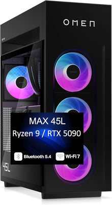 HP OMEN MAX 45L Gaming Desktop GT23-0100m AMD Ryzen 7 9700X RTX 5090 32GB DDR5 1TB SSD — Complimentary Gift with $799+ Orders; If the Gift Is Out of Stock or Its Price Rises, Order Cancelled with Full Refund Before Shipment — Ships When Available