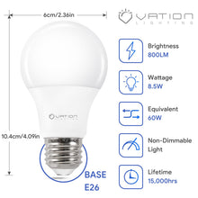 24 Pack A19 60 Watt Light Bulbs 5000K Daylight LED Bulbs Bright White — Complimentary Gift with $55+ Orders; If the Gift Is Out of Stock or Its Price Rises, Order Cancelled with Full Refund Before Shipment