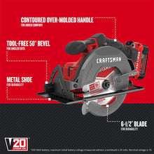 CRAFTSMAN V20 Cordless Circular Saw Kit, 6-1/2 inch, Battery and Charger Included (CMCS500M1) — Complimentary Gift with $229+ Orders; If the Gift Is Out of Stock or Its Price Rises, Order Cancelled with Full Refund Before Shipment
