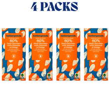 4PCS Premium 60% Dark Chocolate Bars with Almonds & Orange Sweet Snack Bundle, 3.5oz