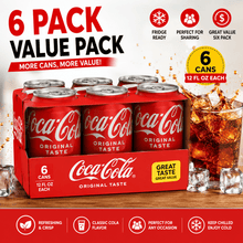 6-Pack Coca-Cola Soda Pop Cans – 12 fl oz, Value Fridge Pack