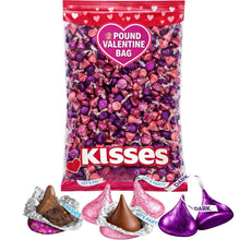 Valentine's Day Chocolate Kisses, Individually Wrapped Foil Candy, Milk, Special Dark and Rainbow Brownie Flavor 1 Pound
