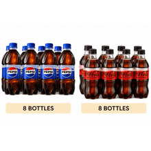 Pepsi Original Cola & Coca-Cola Zero Sugar Soda Pop Variety Bundle - 12 Fl Oz Bottles (2 Packs, 8 Count Each, 16 Bottles Total) - Classic Cola & Sugar-Free Bubbly Beverage Combo