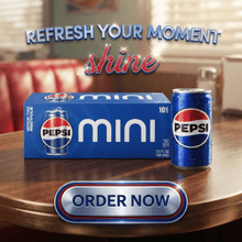Pepsi Cola Soda Pop, 7.5 fl oz 10 Pack Mini Cans