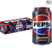 Pepsi Zero Sugar Cola Soda, Wild Cherry, 12 Fl Oz Cans (Pack of 12)