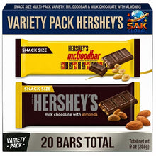 HERSHEY'S Variety Pack, Milk Chocolate with Almonds & MR. GOODBAR Chocolate with Peanuts Snack Size Bars, Individually Wrapped Chocolate Candy