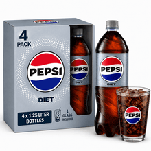 Diet Pepsi Cola Soda Pop, 1.25 Liter Bottle ( 4 packs )
