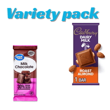 Cadbury Dairy Milk Roast Almond Milk Chocolate Candy, Bar 3.5 oz+Great Value Milk Chocolate Bar, 3.52 oz