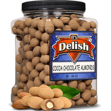 Dark Chocolate Cocoa Dusted Almonds by It's Delish, 44 OZ Jumbo Container | Bulk Choc Covered Almond Candy Snack | Healthy Snacks, Keto, Vegan, Dairy Free, Kosher