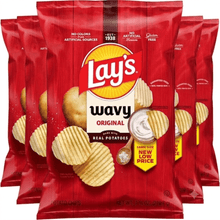 Classic Salted Wavy Ridge Potato Chips Crispy Crunchy Salty Snack Pack For Dipping & Lunchboxes (Pack of 5 Bags, 7.75 oz Each)
