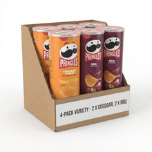 Pac Of 4 Pringles BBQ Potato Crisps Chips, Lunch Snacks, 2.75 oz Canister & Pringles Cheddar Cheese Potato Crisps Chips, Lunch Snacks, 2.75 oz Canister Packing May Vary 2+2