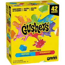 Gushers Strawberry & Tropical Variety Pack, 0.8 oz Pouches, 42-Count – Fruity, Chewy Filled Snacks for Kids & Lunchboxes
