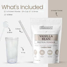 Vanilla Protein Shake Starter Set – Vanilla Bean Protein Powder with Reusable Mixing Cup, Straw & Stirrer