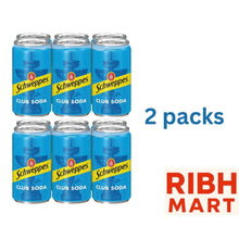 2 pack Schweppes Club Soda Mini Cans, 7.5 fl oz (6 Pack) – Crisp Sparkling Carbonated Water, Zero Calories, Perfect for Cocktails & Mixed Drinks