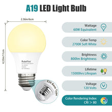 6 Pack A19 LED Light Bulbs,Soft White 2700K,60 Watt Equivalent — Complimentary Gift with $31+ Orders; If the Gift Is Out of Stock or Its Price Rises, Order Cancelled with Full Refund Before Shipment